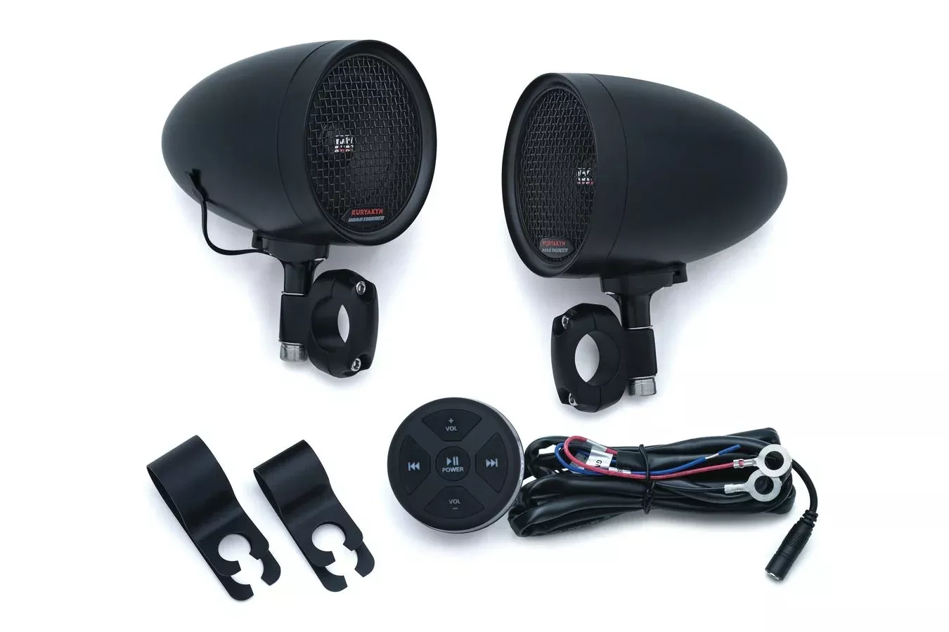 Kuryakyn RoadThunder Black Speaker Pods & Bluetooth Audio Controller MTX