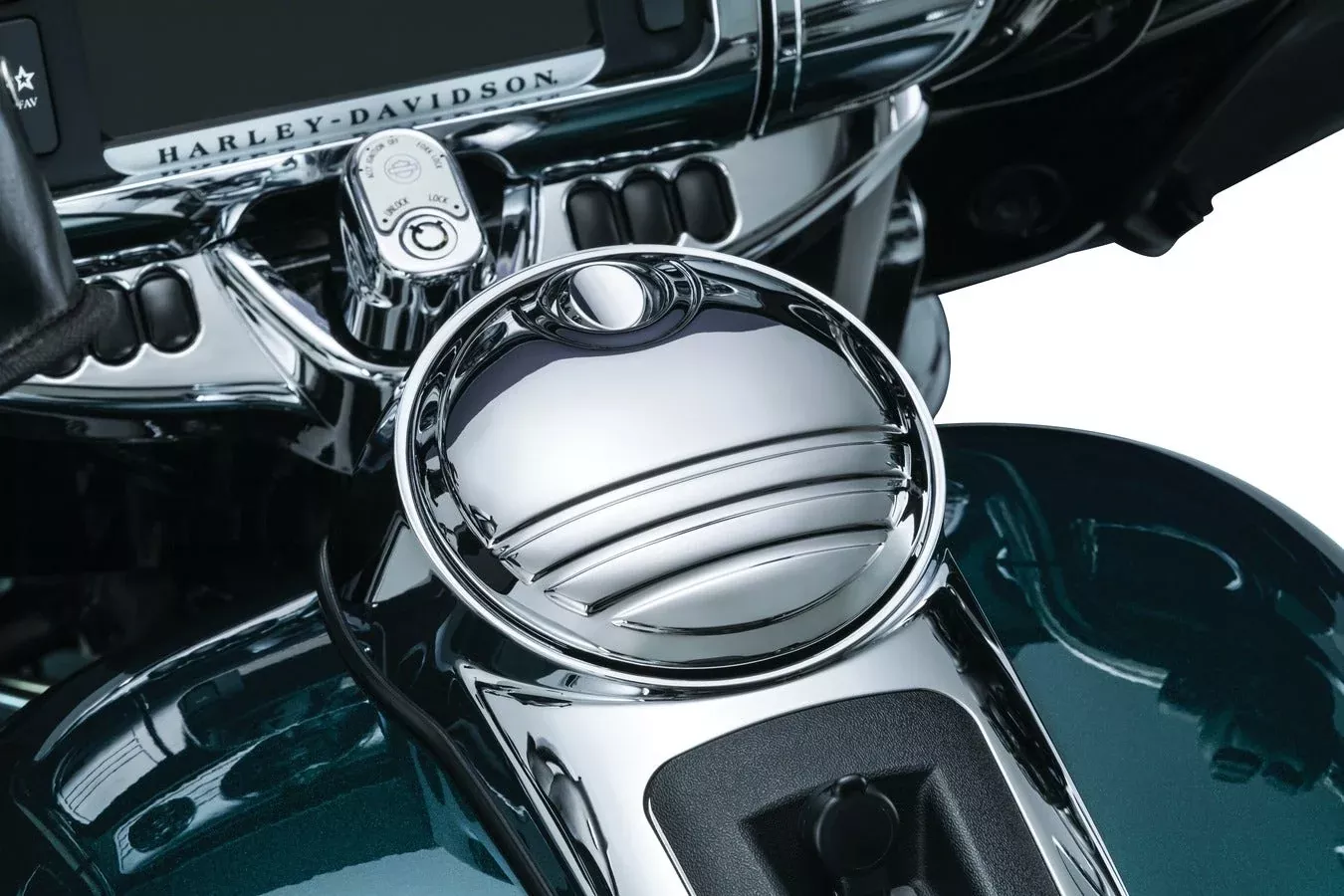Kuryakyn Tri-Line Chrome Gas Fuel Tank Door for Harley FLH/T 08-16