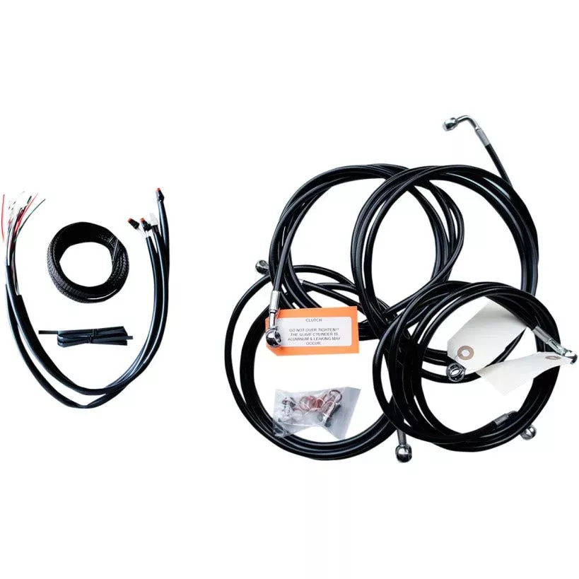 La Choppers Black Vinyl Complete 18"-20" Handlebar Cable Kit 16 FLHT/X ABS