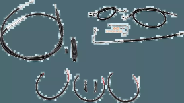 LA Choppers Complete Cable Kit for '16-17 Harley Davidson FLS, FLSTN, FLSTF/B, FLSTC with 15" to 17" Apes with ABS - Black Stainless