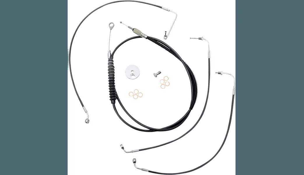 LA Choppers DD Handlebar Cable/Brake Line Kit for '18-Up Harley Davidson Low Rider S and Fat Bob Models for 12 to14 inch Ape Hanger Handlebars - Black Vinyl