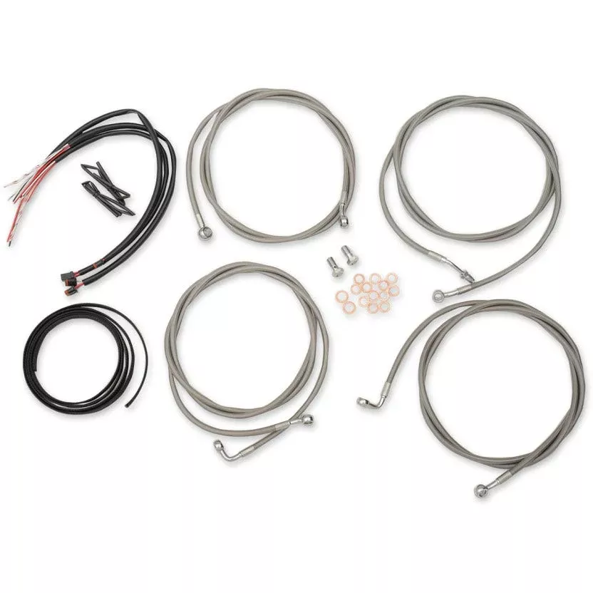 LA Choppers Stainless Braided Complete Mini Ape Extended Cable Kit ABS FLHT/X 17