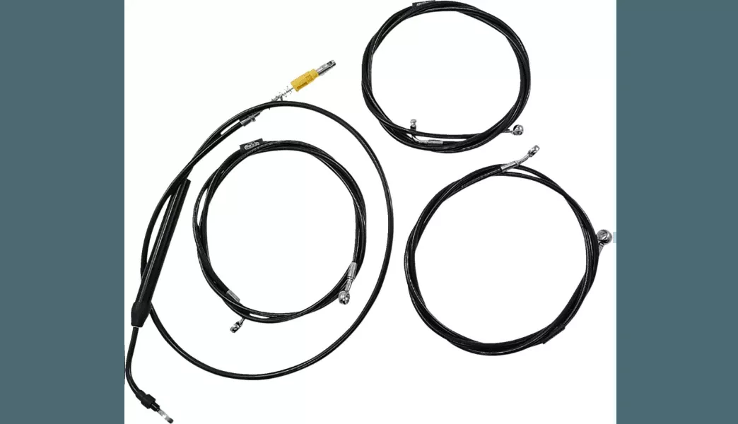 LA Choppers Standard Midnight Braided Handlebar Cable/Brake Line Kit 15-17" Ape Hanger for '21-22 Harley Davidson Road Glide and Road King Models