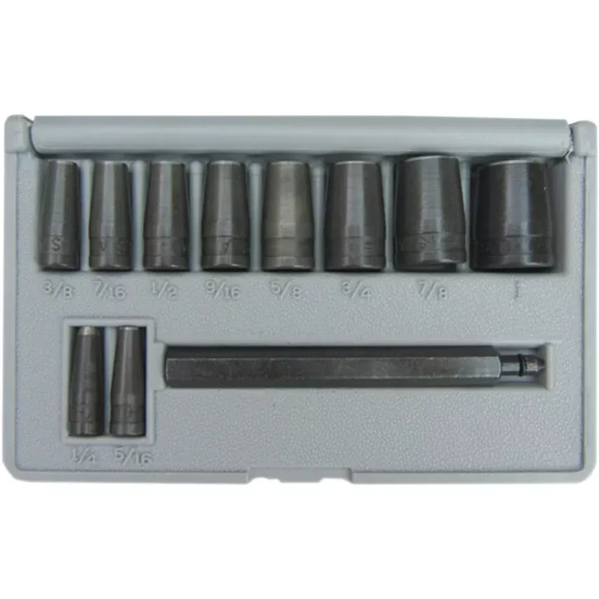 Lang Tools 11 Piece Gasket Hole Punch Kit 10 Punch Sizes w/ Long Driving Mandrel