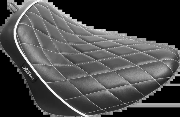 LE PERA Bare Bones Solo Seat - Diamond Stitch w/ White Stitching/Piping - Black - FLSL/FXBB '18-'23 - LY-007DMWTP