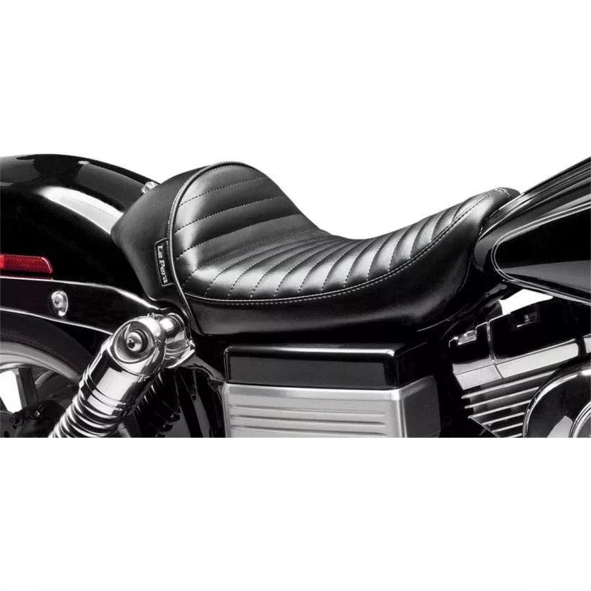 Le Pera LK-421 PT Pleated Stitch Vinyl Stubs Cafe Solo Seat 06-17 Harley Dyna