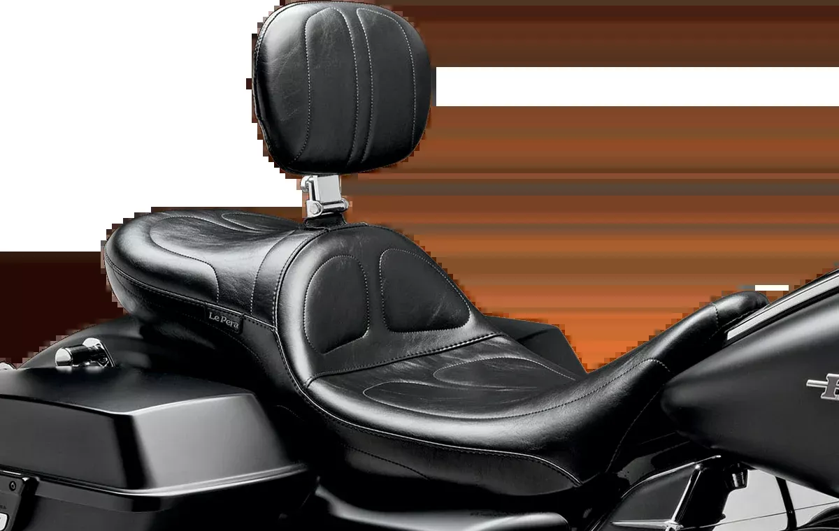 LE PERA Maverick Daddy Long Legs Seat - With Backrest - Black - Stitched - FL '08-'25 - LK-957DLBR