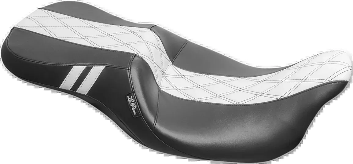LE PERA Outcast Daddy Long Legs Seat - 2Up - w/o Backrest - Black w/ White Double Diamond Inlay - FL '08-'22 - LK-997DLGT1