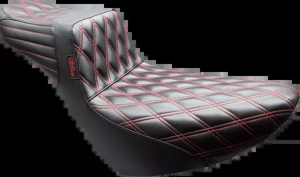 LE PERA Tailwhip Daddy Long Legs Seat - Black - Double Diamond - Red Stitch - FL/FX '18-'25 - LYR-580DLDD-R01