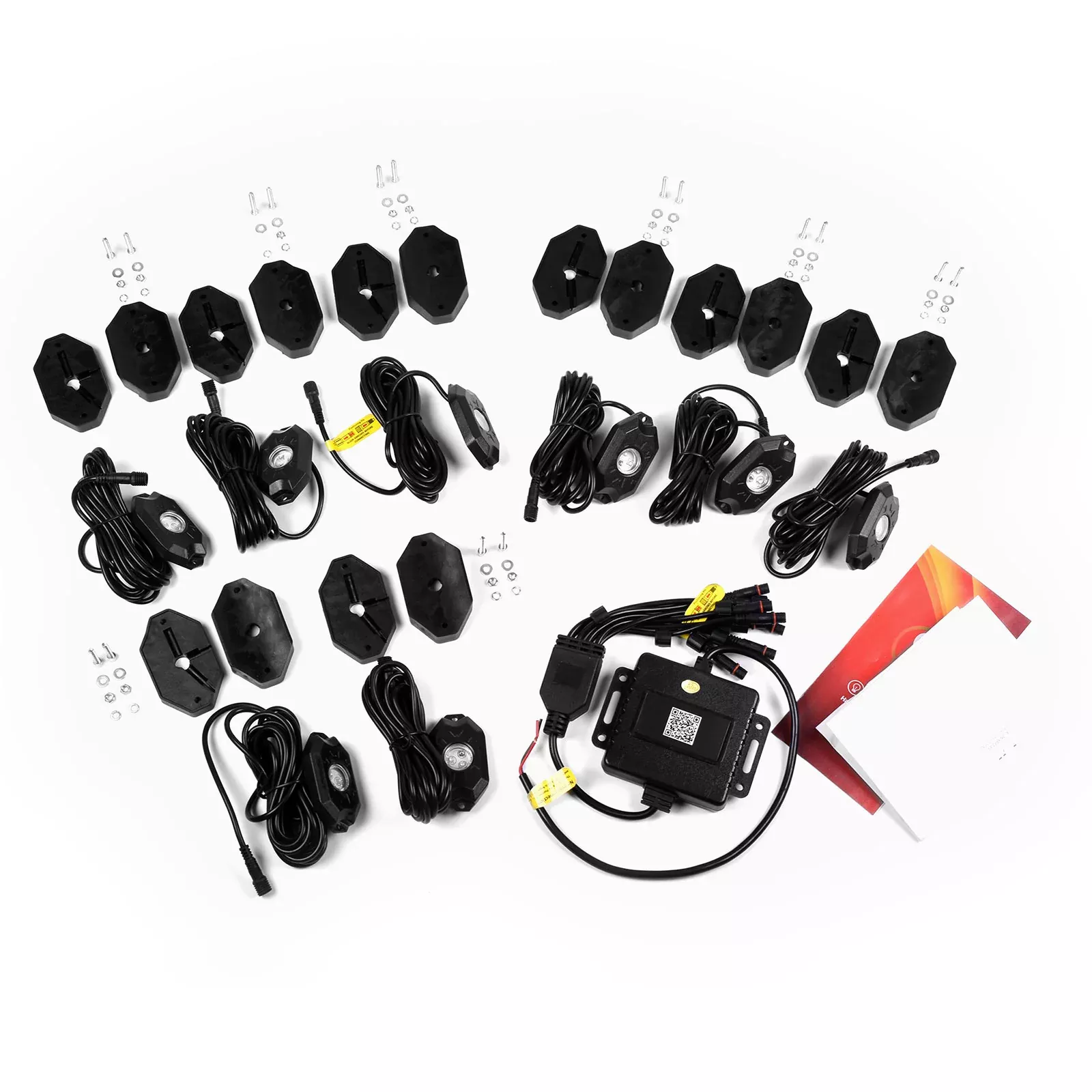 LED Neon Rock Lights With Bluetooth App Control- 8 Pods, Multicolor RGB, IP67 Waterproof, Aluminum Housing- For ATVs, Boats, UTVs, Motorcycles, Domes, Trucks, etc.