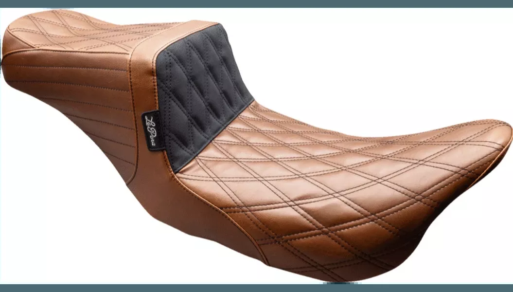 LePera Tailwhip Seat for '08-23 Harley Davidson Touring Models - Brown/Double Diamond/Black Stitch