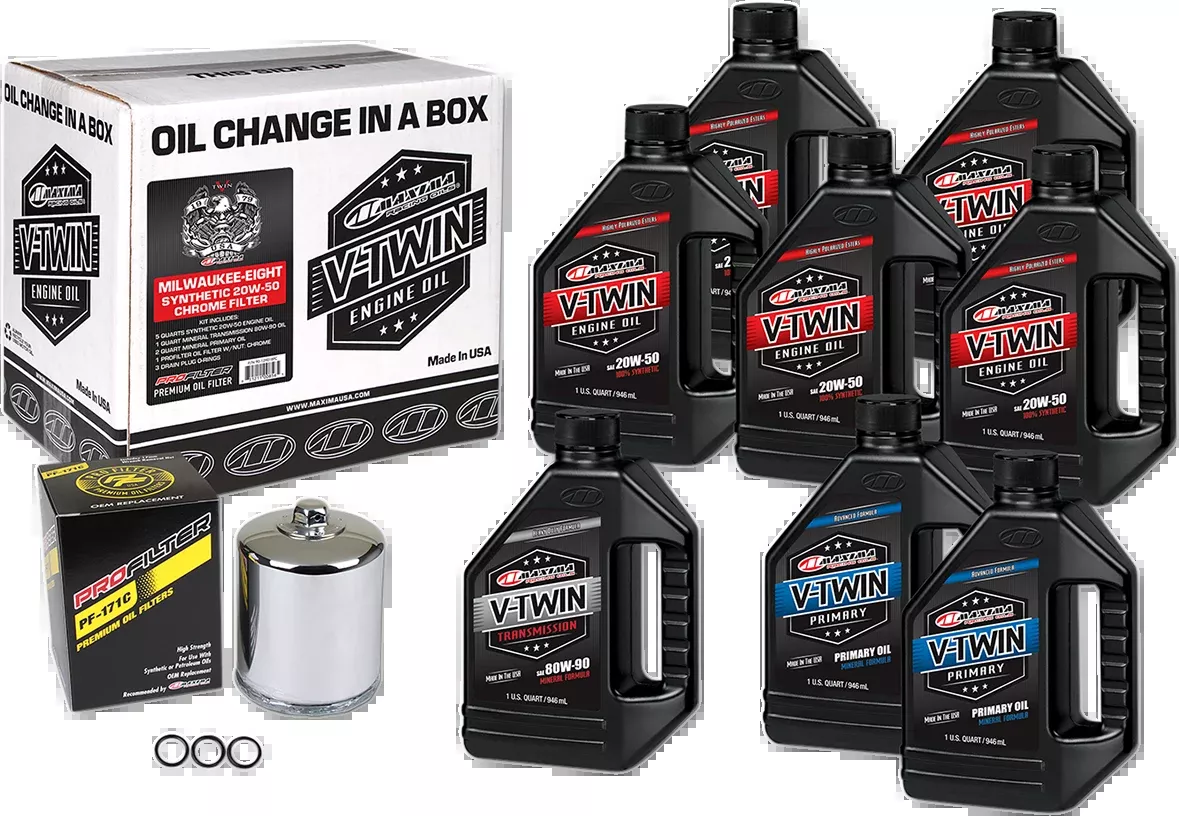 M8 Synthetic 20W-50 Oil Change Kit - Chrome Filter