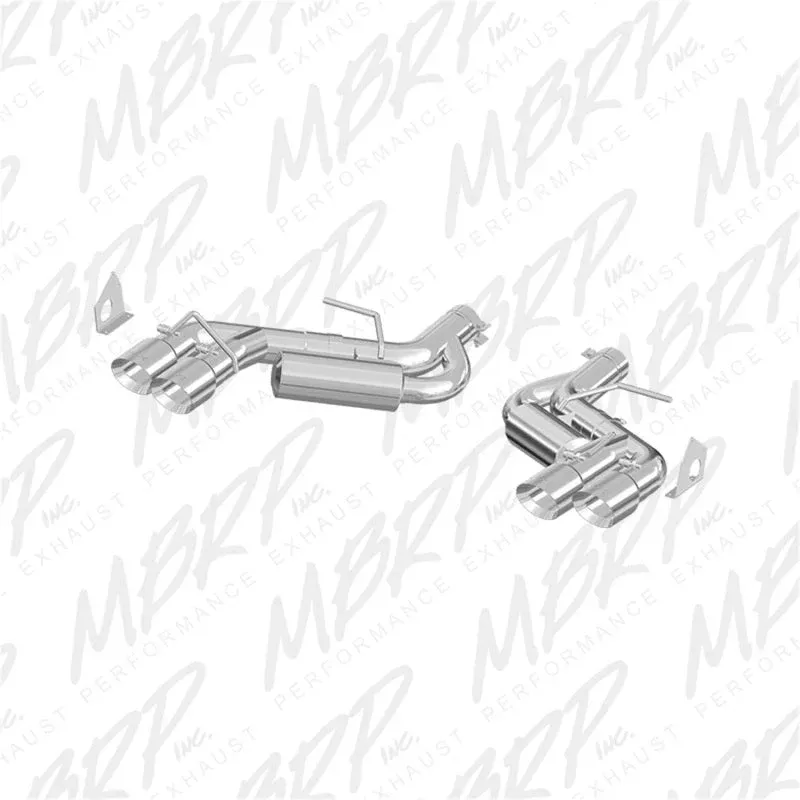 MBRP 3in Alum Race Dual Axle Back w/ 4in Quad Polished Tips fits 2016-2024 Chevrolet Camaro LT1, SS, ZL1 6.2L w/ NPP