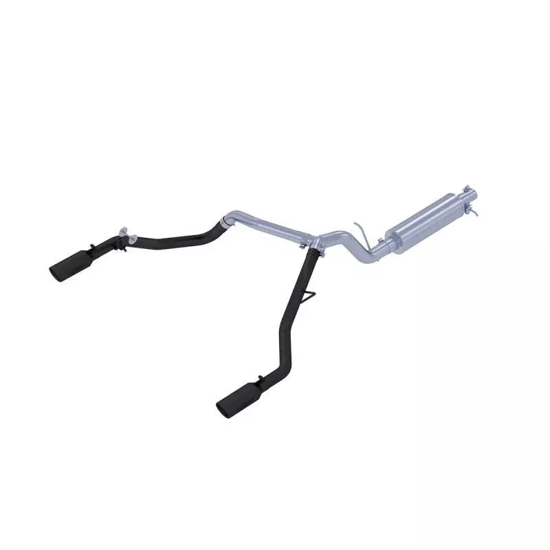 MBRP 3in Dual Split Rear Outlet 4in OD Tips Black Coated Cat Back Exhaust fits 2019-2020, 2022-2023 Ford Ranger Lariat 2.3L / 2019-2023 Ford Ranger XL 2.3L