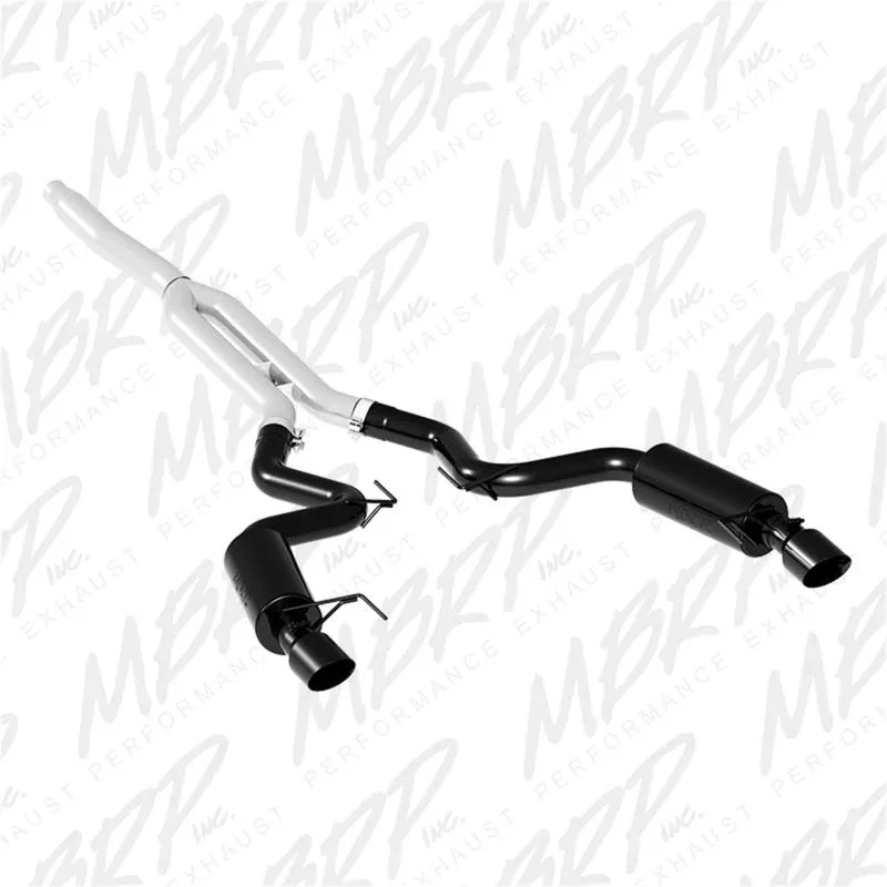 MBRP Black 3in Cat Back Dual Split Rear Exit (Street Version) fits 2015-2018 Ford Mustang 2.3L EcoBoost