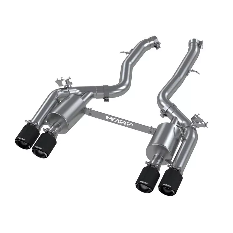 MBRP S45023CF T304 SS 3in Resonator-Back Exhaust Quad Rear w/ Carbon Fiber Tips (Street Version) fits 2019-2021 BMW M2 Competition 3.0L