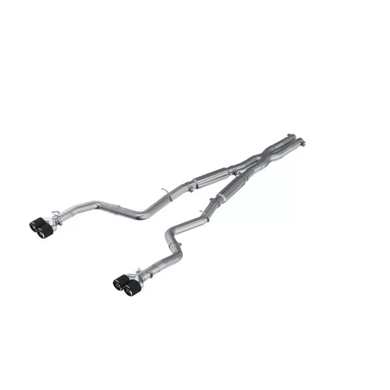 MBRP S71153CF T304 SS 3in Dual Rear Cat-back CF Quad Tips fits 2015-2016 Dodge Challenger R/T 5.7L
