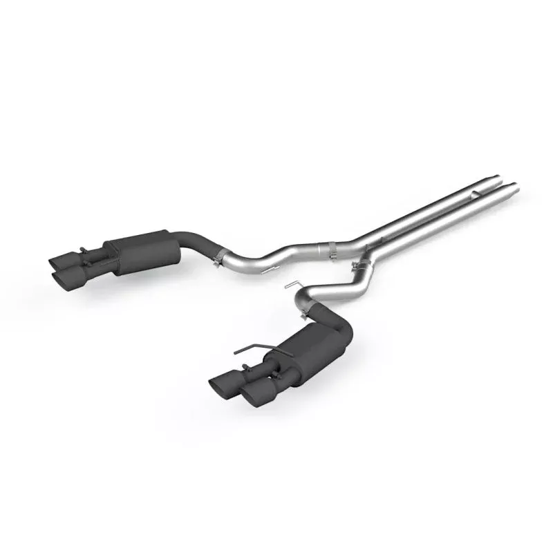 MBRP S7205BLK 3in Dual Split Rear Cat Back w/ Quad 4in Dual Wall Tips- Black Coated fits 2018-2023 Ford Mustang GT 5.0