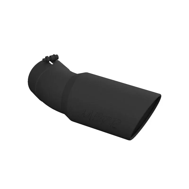 MBRP Universal Tip 6in OD 5in Inlet 15.5in Length 30 Degree Bend Angled Rolled End Black fits 2015-2025 Chevrolet Silverado 2500 HD, Silverado 3500 HD / 2020-2025 GMC Sierra 2500 HD, Sierra 3500 HD