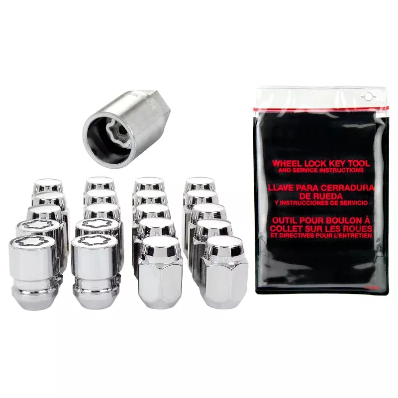 McGard 4 Lug Hex Install Kit w/Locks (Cone Seat Nut) M12X1.25 / 13/16 Hex / 1.28in. Length – Chrome fits 1968-2023 Geo / Honda / INFINITI