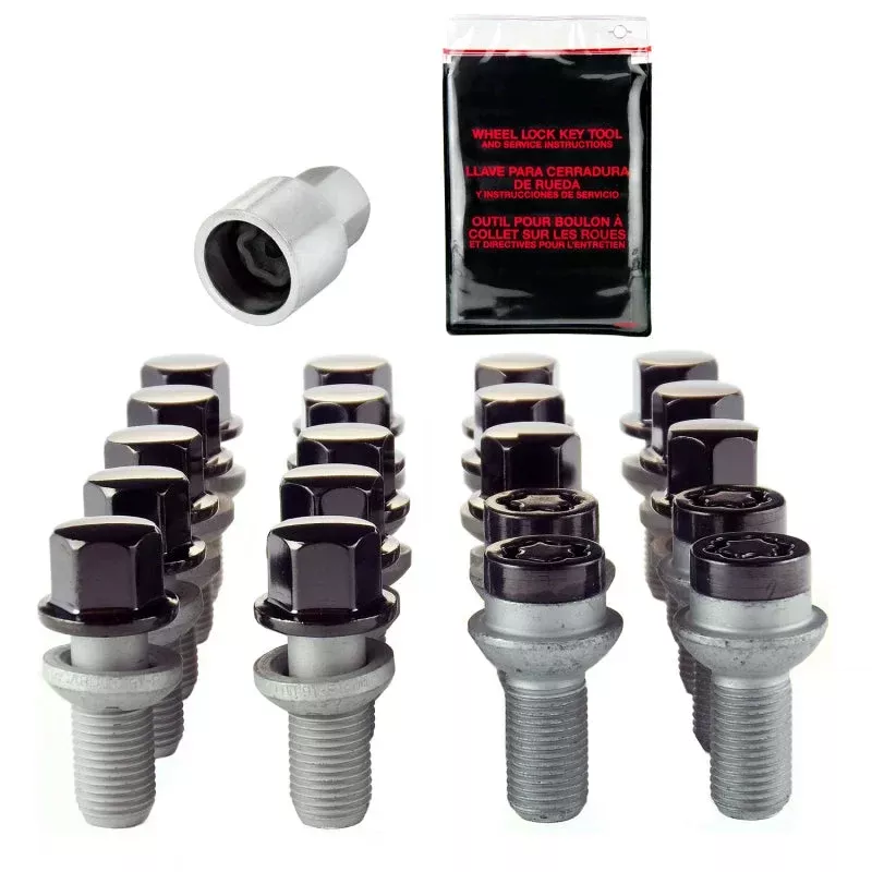 McGard 5 Lug Hex Install Kit w/Locks (Radius Seat Bolt) M14X1.5 / 17mm Hex / 26.3mm Shank Length – Black
