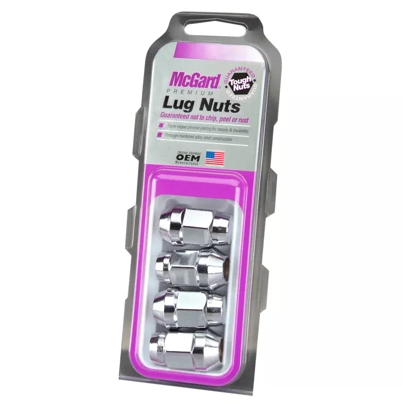 McGard Hex Lug Nut (Cone Seat Bulge Style) 7/16-20 / 3/4 Hex / 1.45in. Length (4-Pack) – Chrome fits 1952-1995 Buick / Cadillac / Chevrolet