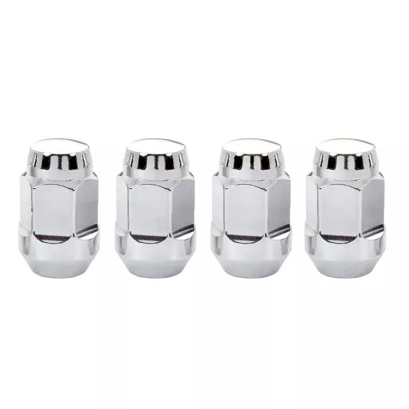 McGard Hex Lug Nut (Cone Seat Bulge Style) M12X1.5 / 3/4 Hex / 1.45in. Length (4-Pack) – Chrome fits 1980-2024 Acura / Alfa Romeo / Buick