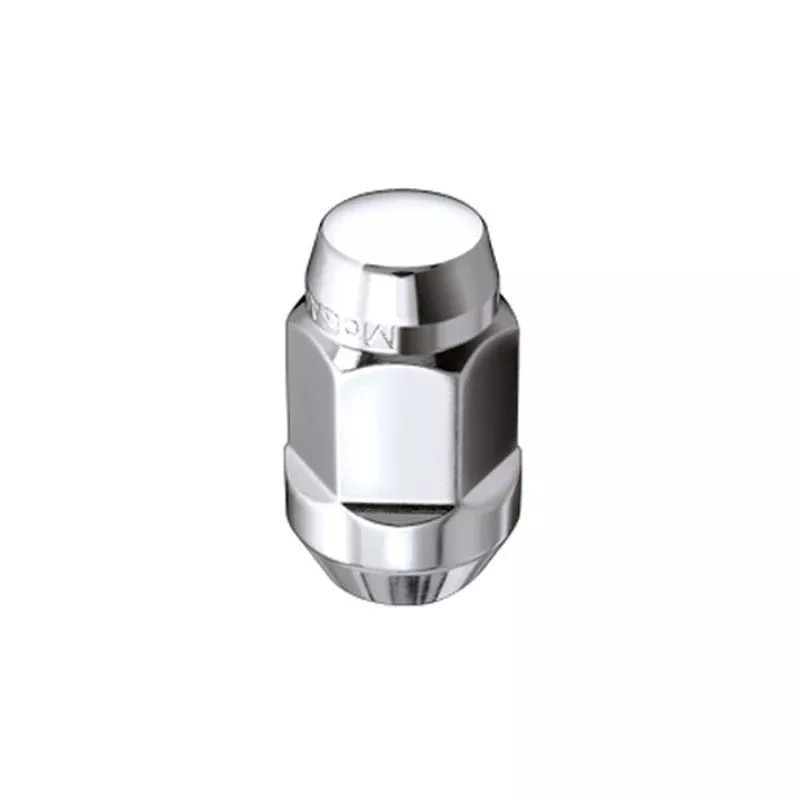 McGard Hex Lug Nut (Cone Seat Bulge Style) M12X1.5 / 3/4 Hex / 1.45in. Length (Box of 100) – Chrome fits 1980-2024 Acura / Alfa Romeo / Buick