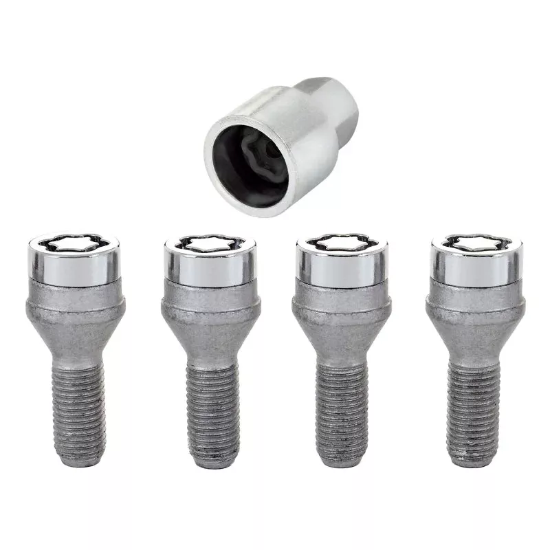 McGard Wheel Lock Bolt Set – 4pk. (Cone Seat) M12X1.25 / 19mm Hex / 25.6mm Shank Length – Chrome fits 2013-2023 Chrysler 200 / Dodge Dart / Jeep Cherokee / Jeep Compass