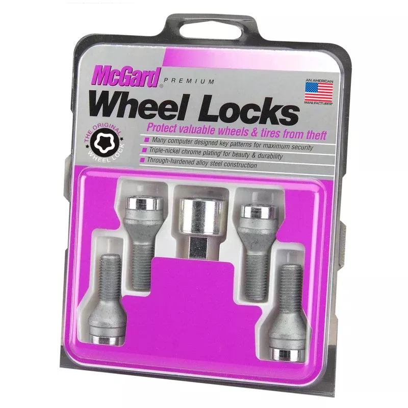 McGard Wheel Lock Bolt Set – 4pk. (Cone Seat) M12X1.5 / 17mm Hex / 22.2mm Shank Length – Chrome fits 1993-1995 Saab 900 / 2001-2002 Kia RIO / 2008 Saturn Astra / 2016-2019 Smart EQ ForTwo / Smart ForTwo