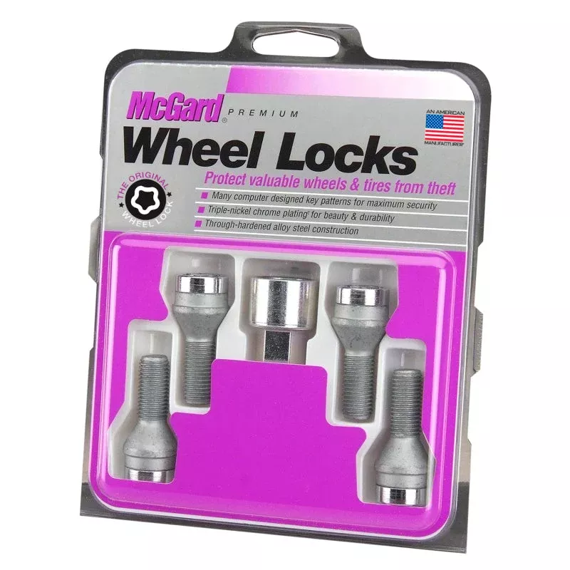 McGard Wheel Lock Bolt Set – 4pk. (Cone Seat) M12X1.5 / 17mm Hex / 40.5mm Shank Length – Chrome