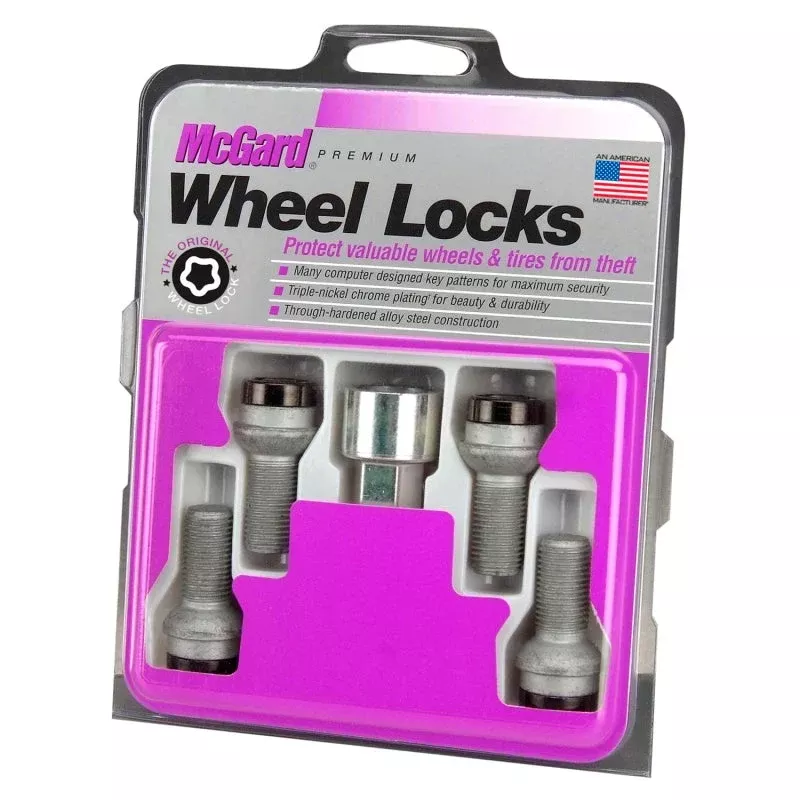 McGard Wheel Lock Bolt Set – 4pk. (Radius Seat) M14X1.5 / 17mm Hex / 27.0mm Shank Length – Chrome fits 2009-2019 INFINITI / Lexus / Mercedes-Benz / 2021-2023 INFINITI / Lexus / Mercedes-Benz