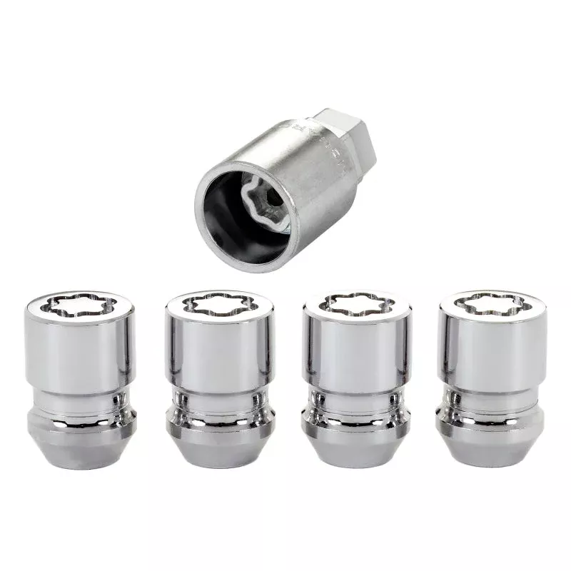 McGard Wheel Lock Nut Set – 4pk. (Cone Seat) M12X1.25 / 19mm & 21mm Dual Hex / 1.28in. L – Chrome fits 1980-2023 Chevrolet / Geo / Honda