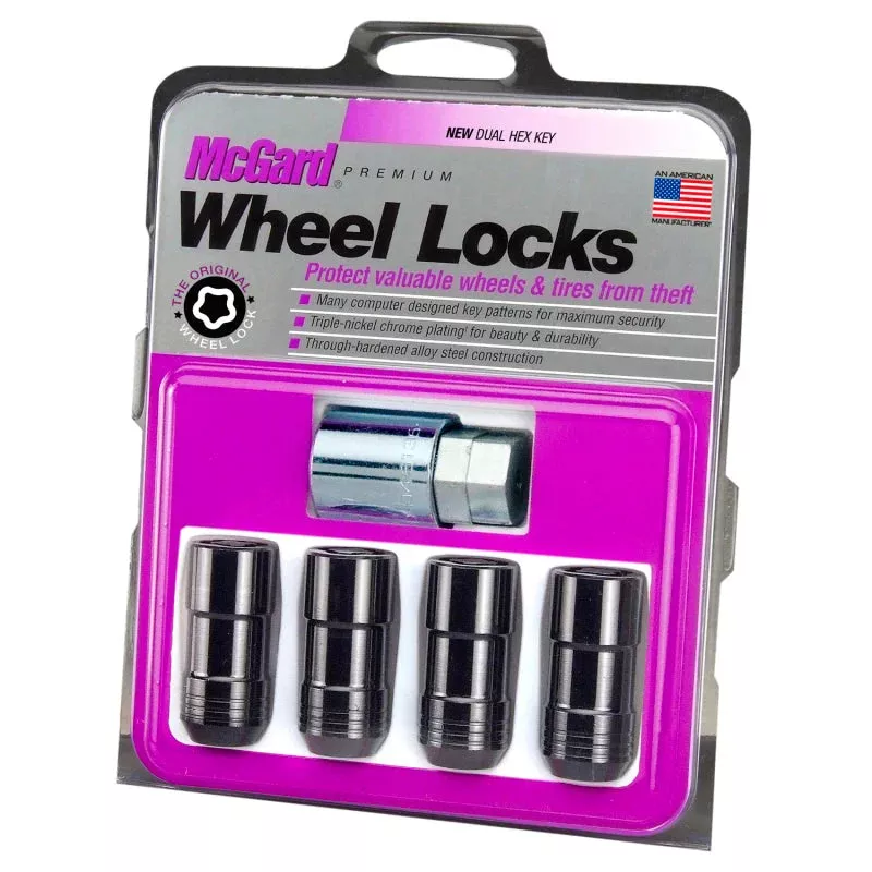 McGard Wheel Lock Nut Set – 4pk. (Cone Seat) M14X1.5 / 21mm & 22mm Dual Hex / 1.965in. L – Black fits 1988-2023 Cadillac / Chevrolet