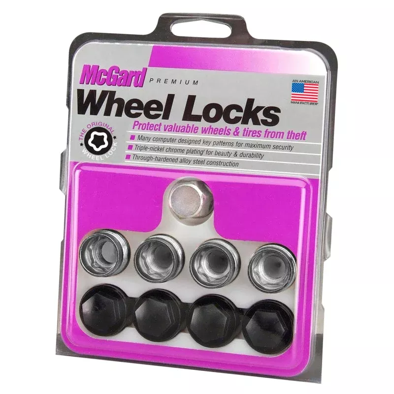 McGard Wheel Lock Nut Set 4pk. (Under Hub Cap Radius Seat) M14X1.5 19mm Hex.890in. L w/Caps fits 1965-1996 Porsche 911 / 1965-1969 1976 Porsche 912 / 1978-1991, 1993-1995 Porsche 928 / 1978-1979 Porsche 930