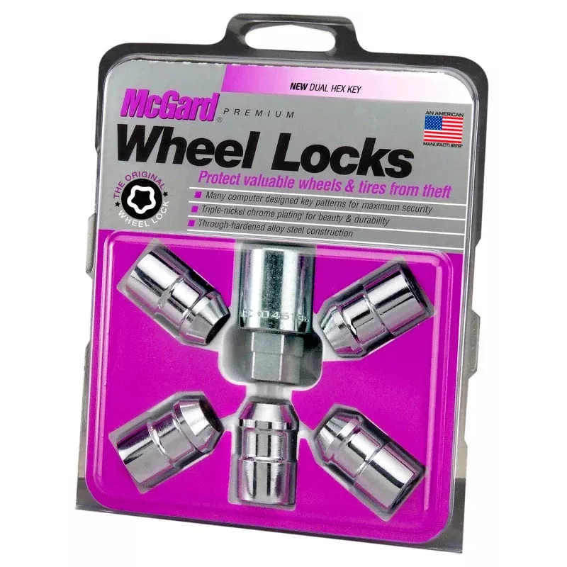 McGard Wheel Lock Nut Set – 5pk. (Cone Seat) 1/2-20 / 3/4 &13/16 Dual Hex / 1.46in. Length – Chrome fits 1959-2018 Dodge / Ford / Jeep