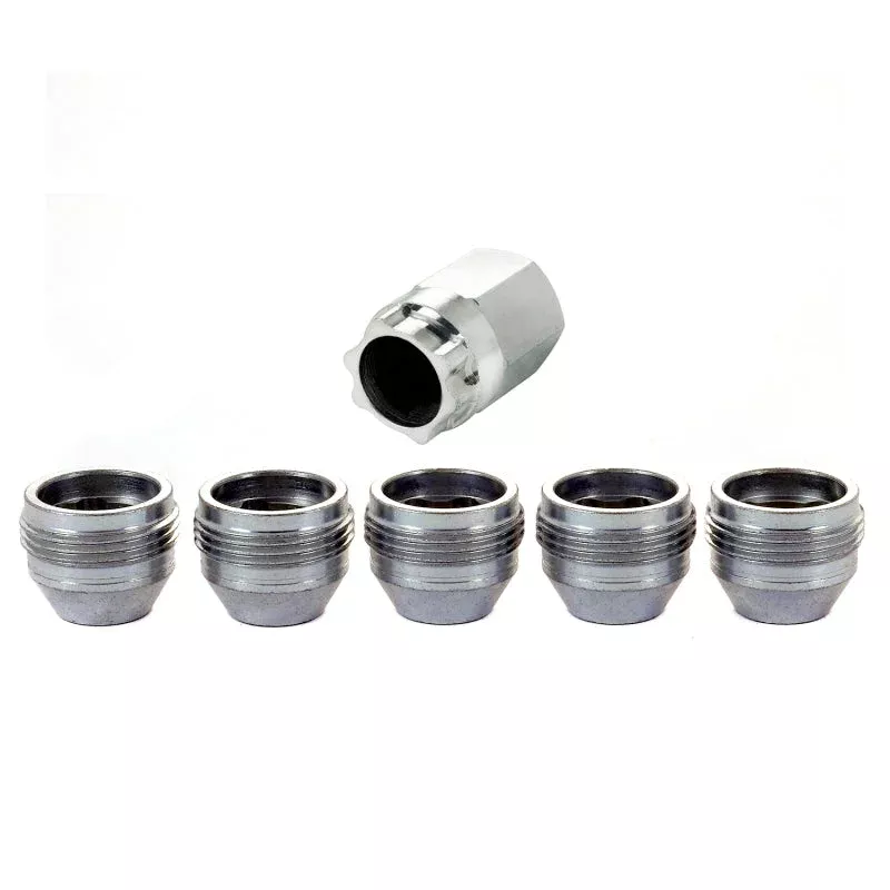 McGard Wheel Lock Nut Set – 5pk. (Under Hub Cap / Cone Seat) M14X.5 / 22mm Hex /.893in. L. – Silver fits 2003-2009 Hummer H2 / 2021-2024 Jeep Wrangler, Wrangler High Altitude