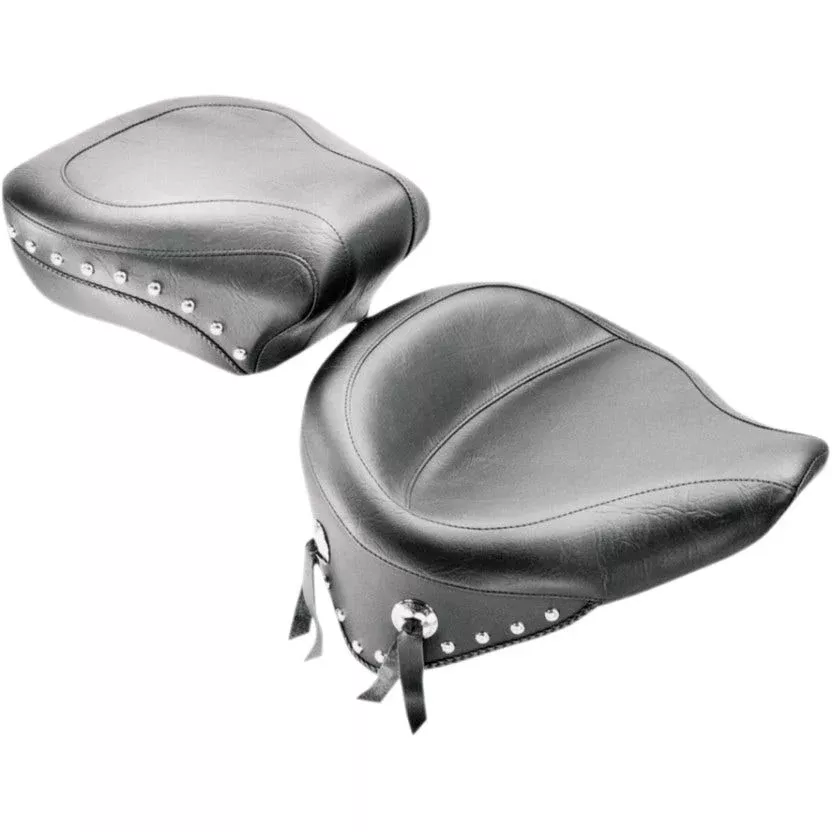 Mustang 76180 Seat Wide Chrome Studded Rear Seat Only for Solo Harley 08-15 FLSTC/S