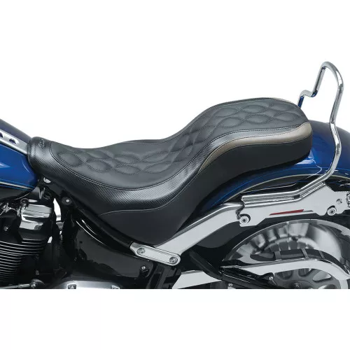 Mustang Daytripper Seat for 2018-2024 Harley Softail Fat Boy - Double Helix Stitch