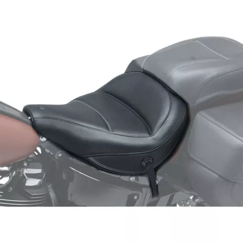 Mustang Max Profile Solo Touring Seat for 2018-2024 Harley FLDE/FLHC - Original Stitch