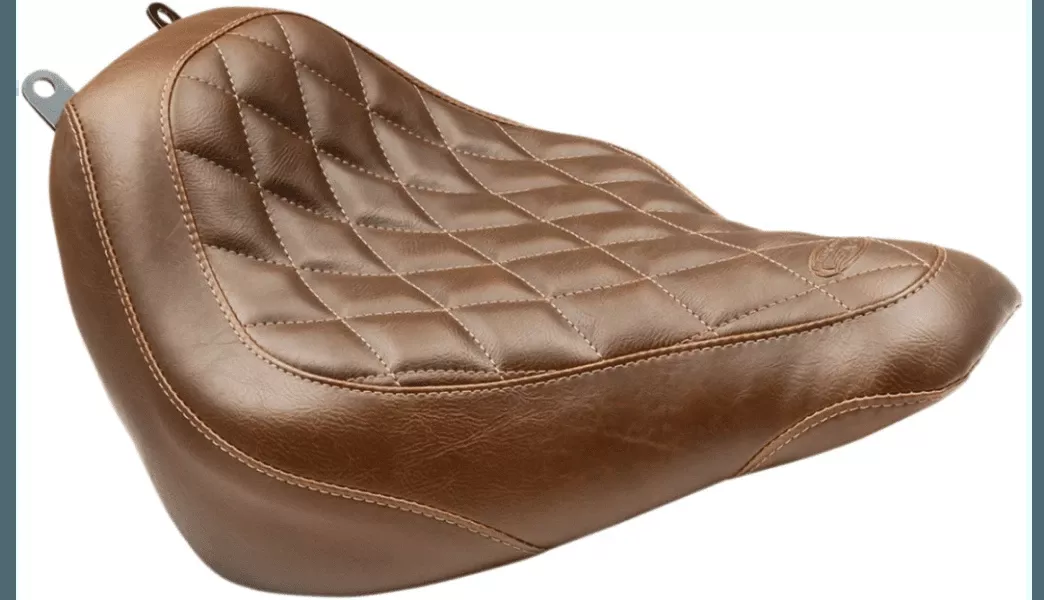 Mustang Wide Tripper Seat for '18-Up Harley Davidson Softail Heritage Classic and Deluxe - Brown Diamond Stitch