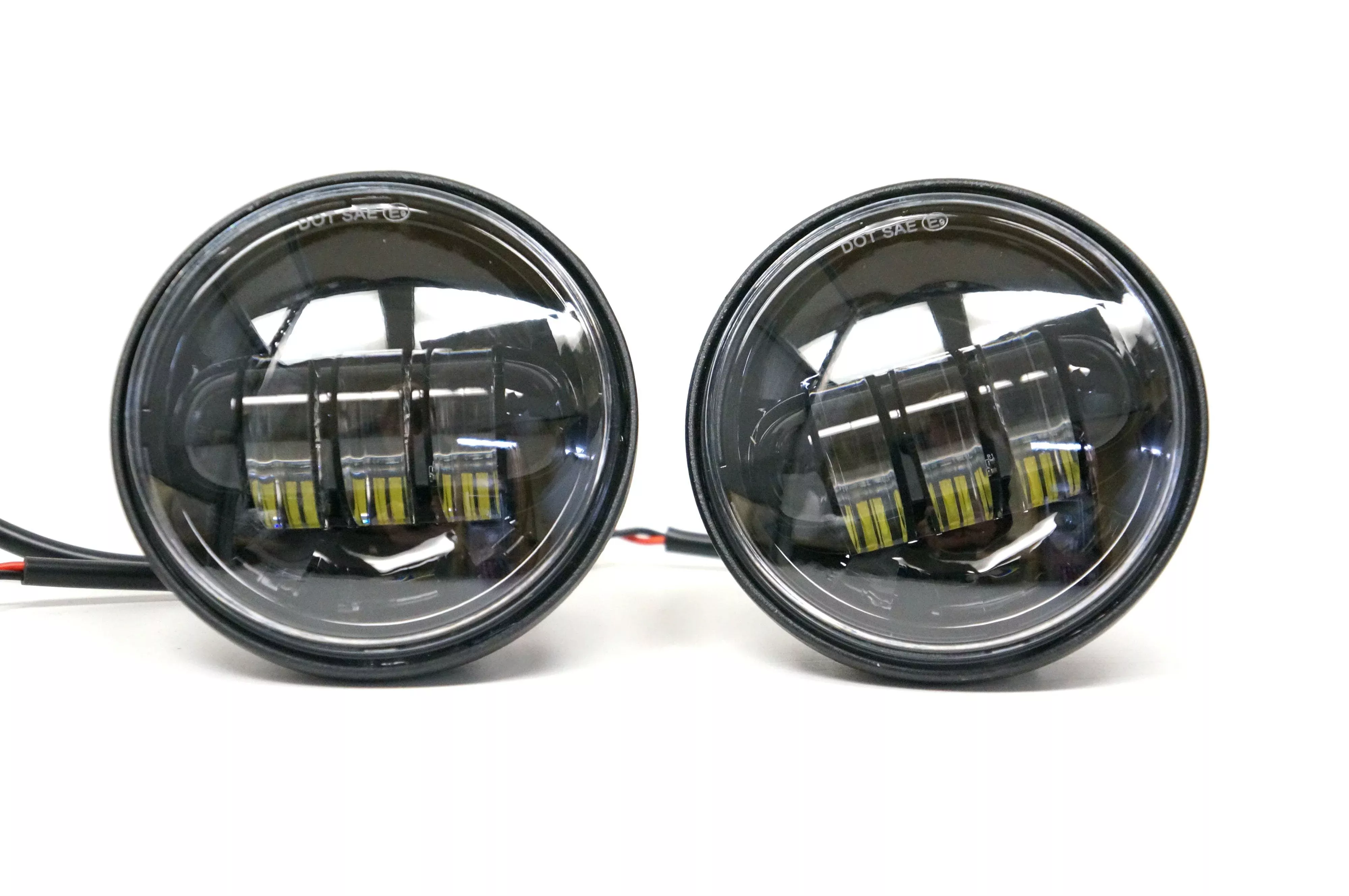 New 4-1/2" 4.5" LED Projector Daymaker Style Black Passing Lamps for Harley Touring Models