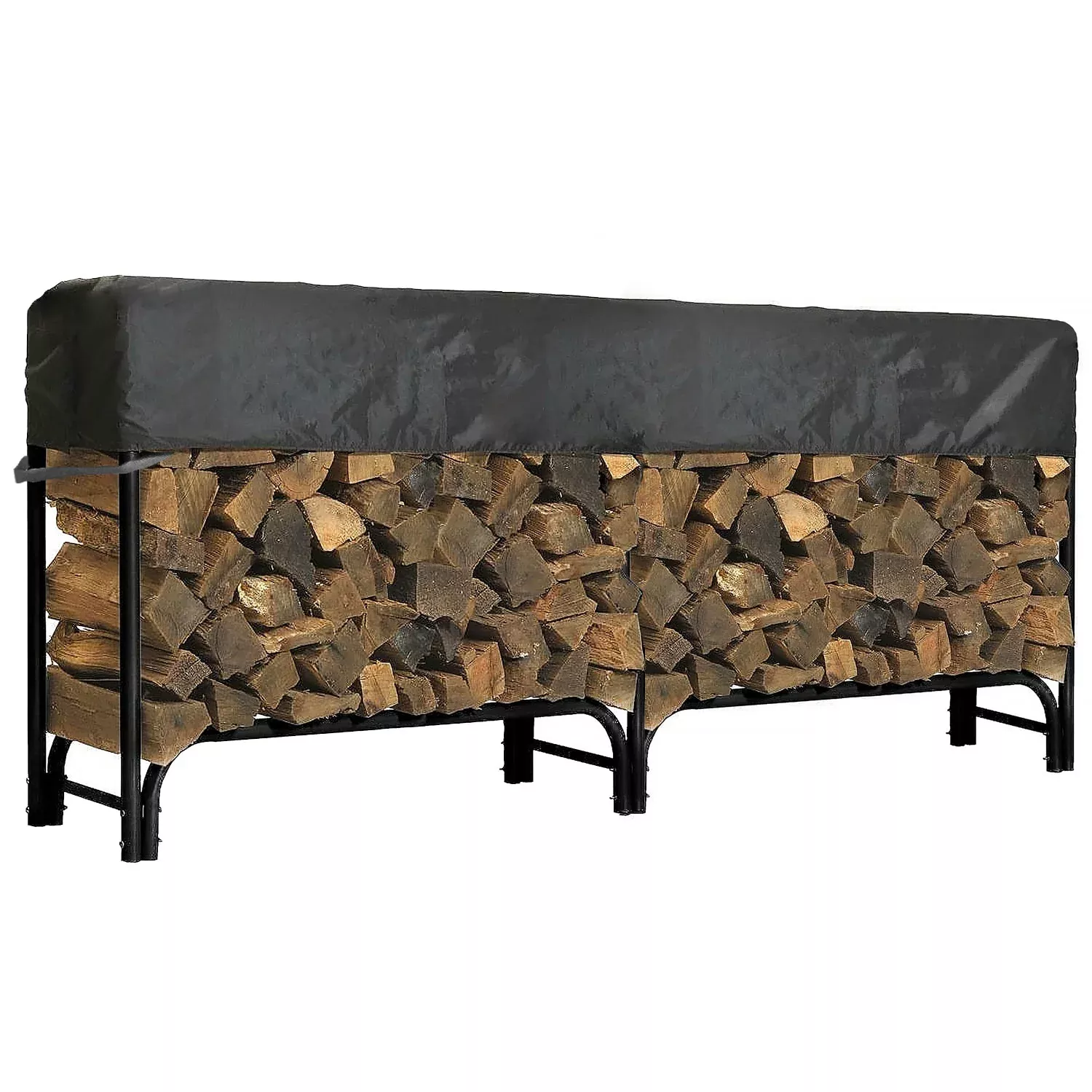 Outdoor Firewood Log Rack Short Cover - 97"L x 24"W x 20"H - Black