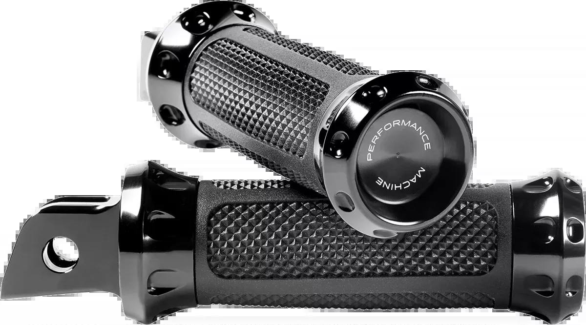 Performance Machine Black Over Drive Driver Foot Pegs 2018-2020 Harley Softail