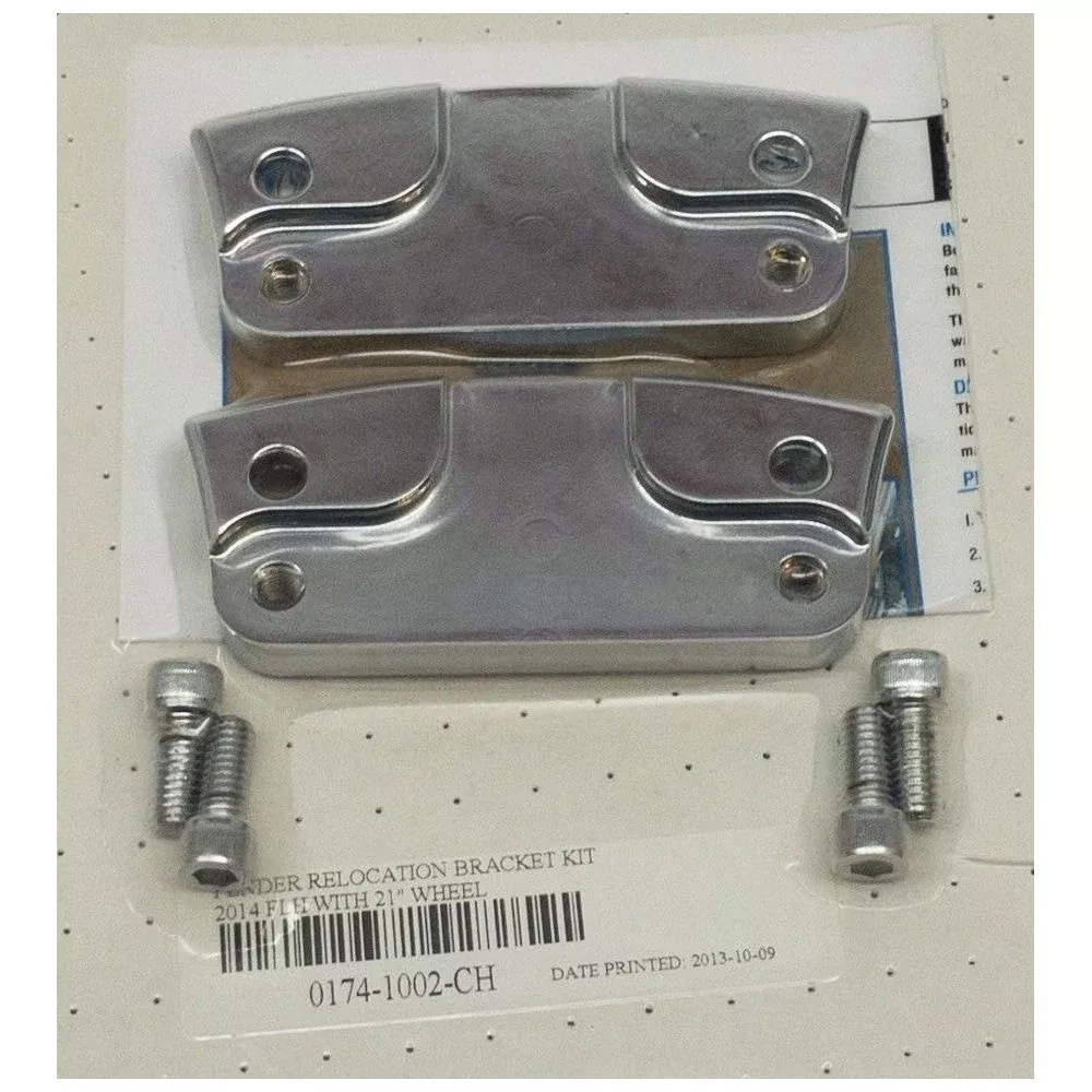 Performance Machine Chrome Fender Relocation Brackets 21" Wheel Harley FLH 14-20