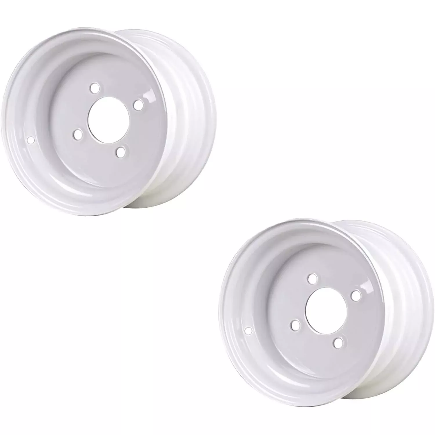 Premium Service 8x7 4 on 4 Steel Trailer Wheel - White Pack of 2