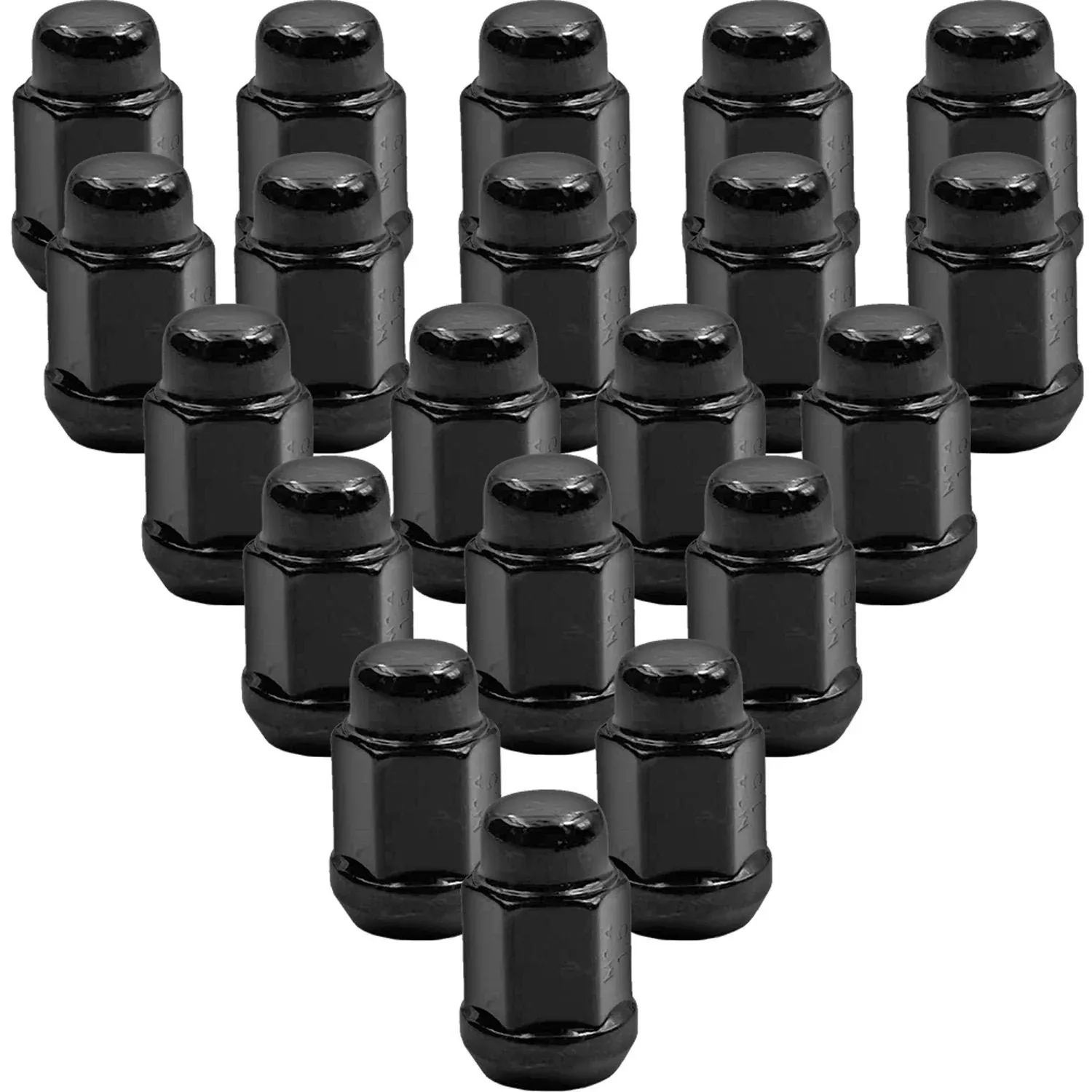 Premium Service M14x1.50 Bulge Acorn 2pc Wheel Lug Nut 3/4" Hex - Black Pack of 20