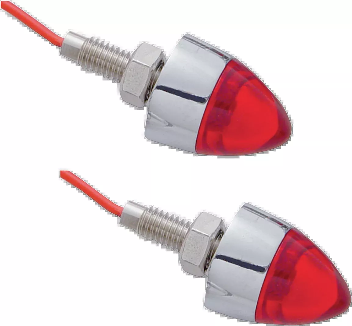 Pro One Chrome White LED Bullet Mini Red Lens License Plate Mount Bolts Harley