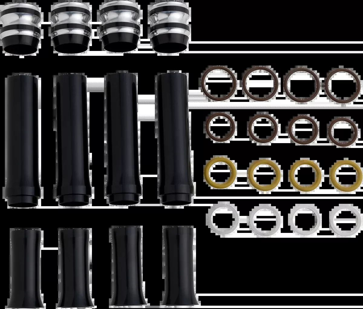 Pushrod Tube Cover Kit - 10 Gauge - Black - M8