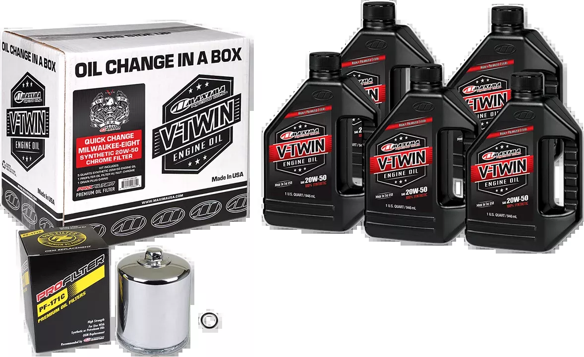 Quick Change M8 Synthetic 20W-50 Oil Change Kit - Chrome Filter
